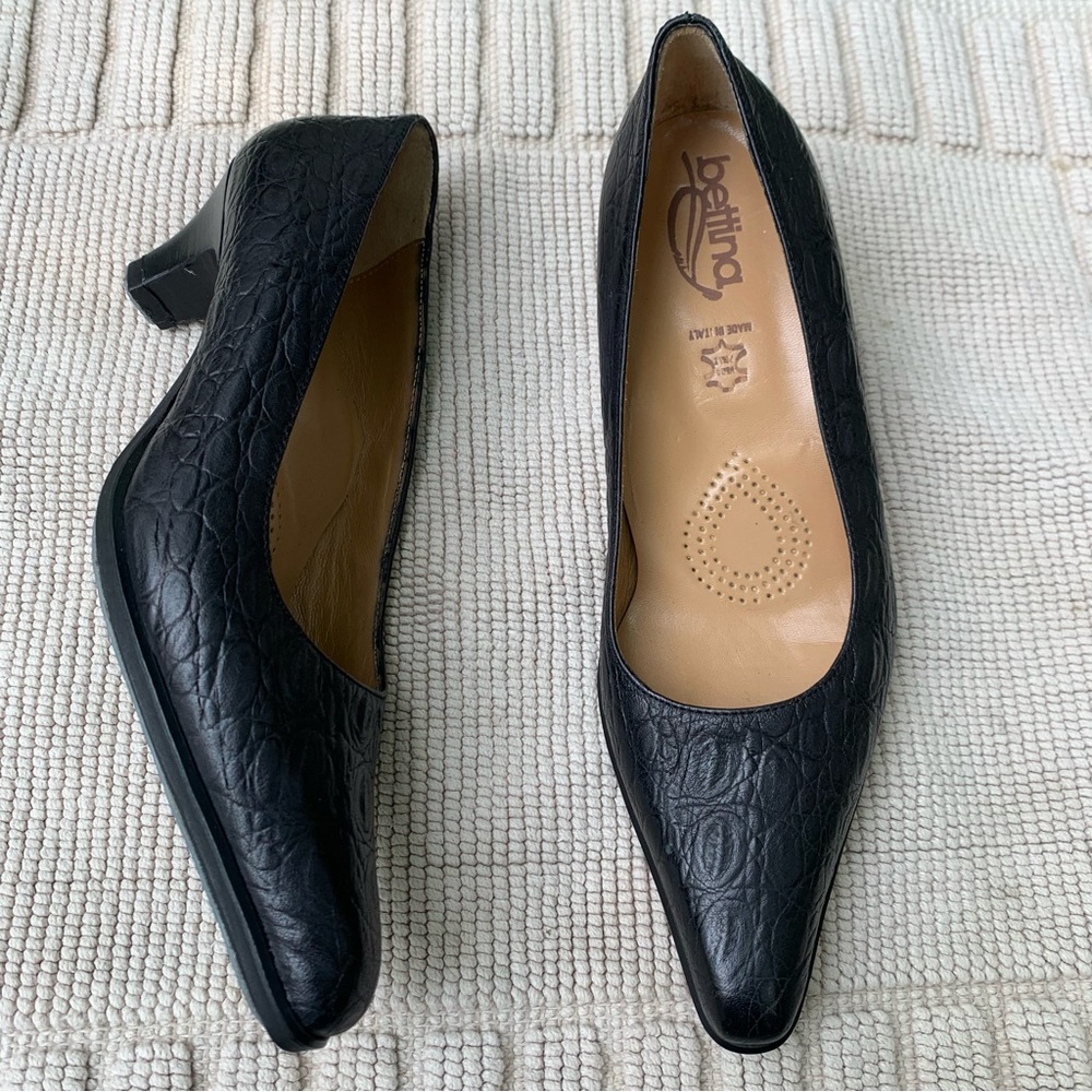 Bettina Couture 37 Toe Block Heels Vera Pelle Bettina Leather Made Italy